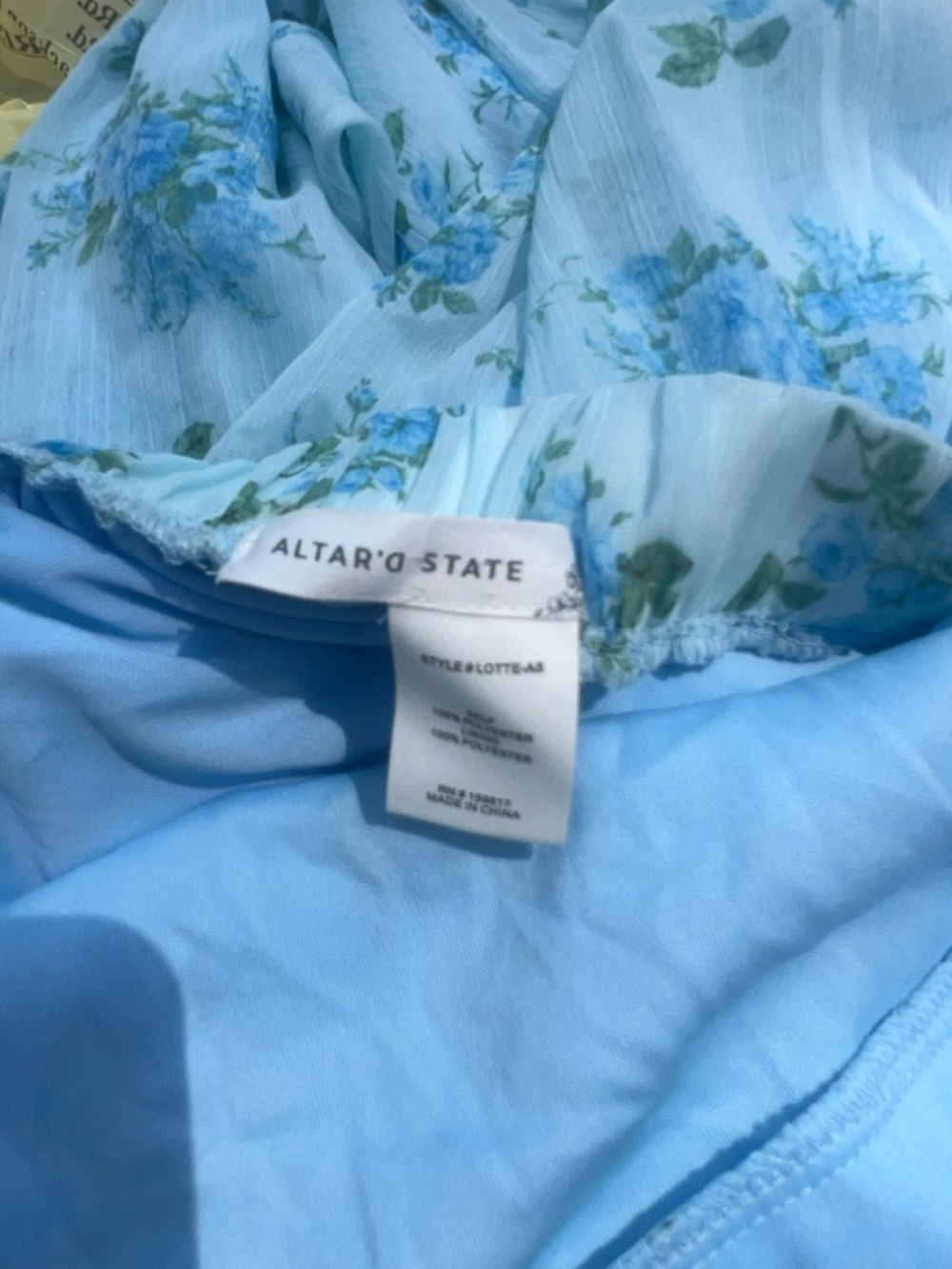 Altar’d State Lotte Blue Floral Maxi Dress Cottagecore Ruffle Strap Size Large - Picture 8 of 8